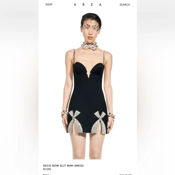AREA | Dresses | Area Deco Bow Slit Mini Dress | Poshmark